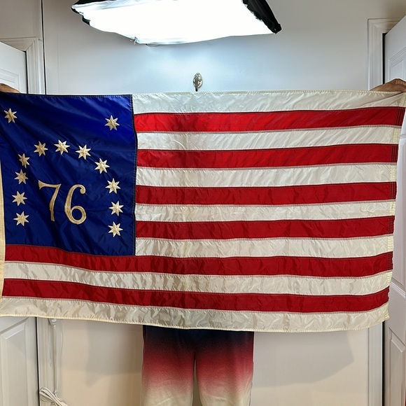 Vtg 1776 76 American USA Nylon Flag Grommets Embroidered Stars and Stripes - Picture 14 of 14